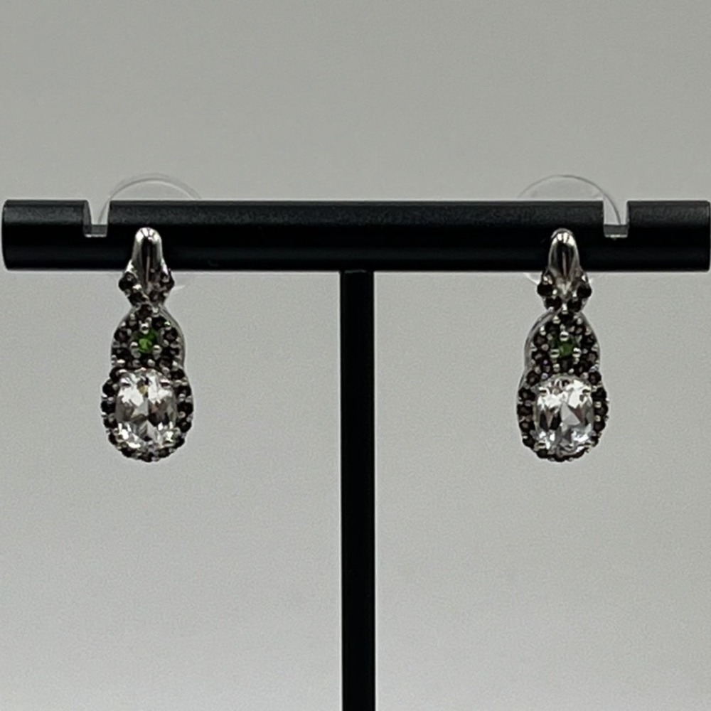 Chuck Clemency STS Sterling Chrome Diopside Quartz Crystal Teardrop Earrings